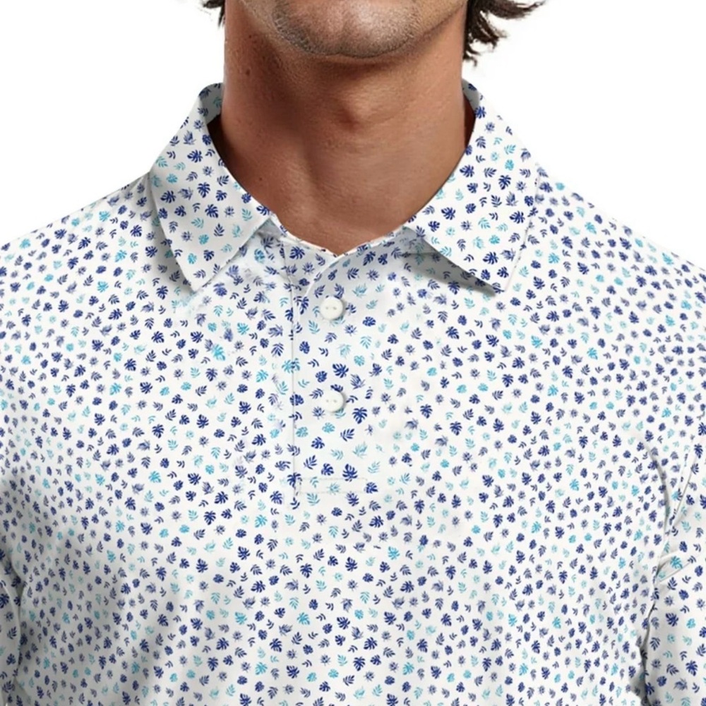 Ben Hogan Men's White and Blue Leaf Print Shirt and socks